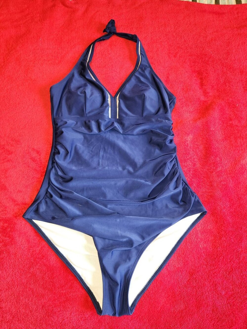 NEW XL Women's 1pc Bathing SEXY Blue Swimwear Beach Pool Swimming Halter Swim